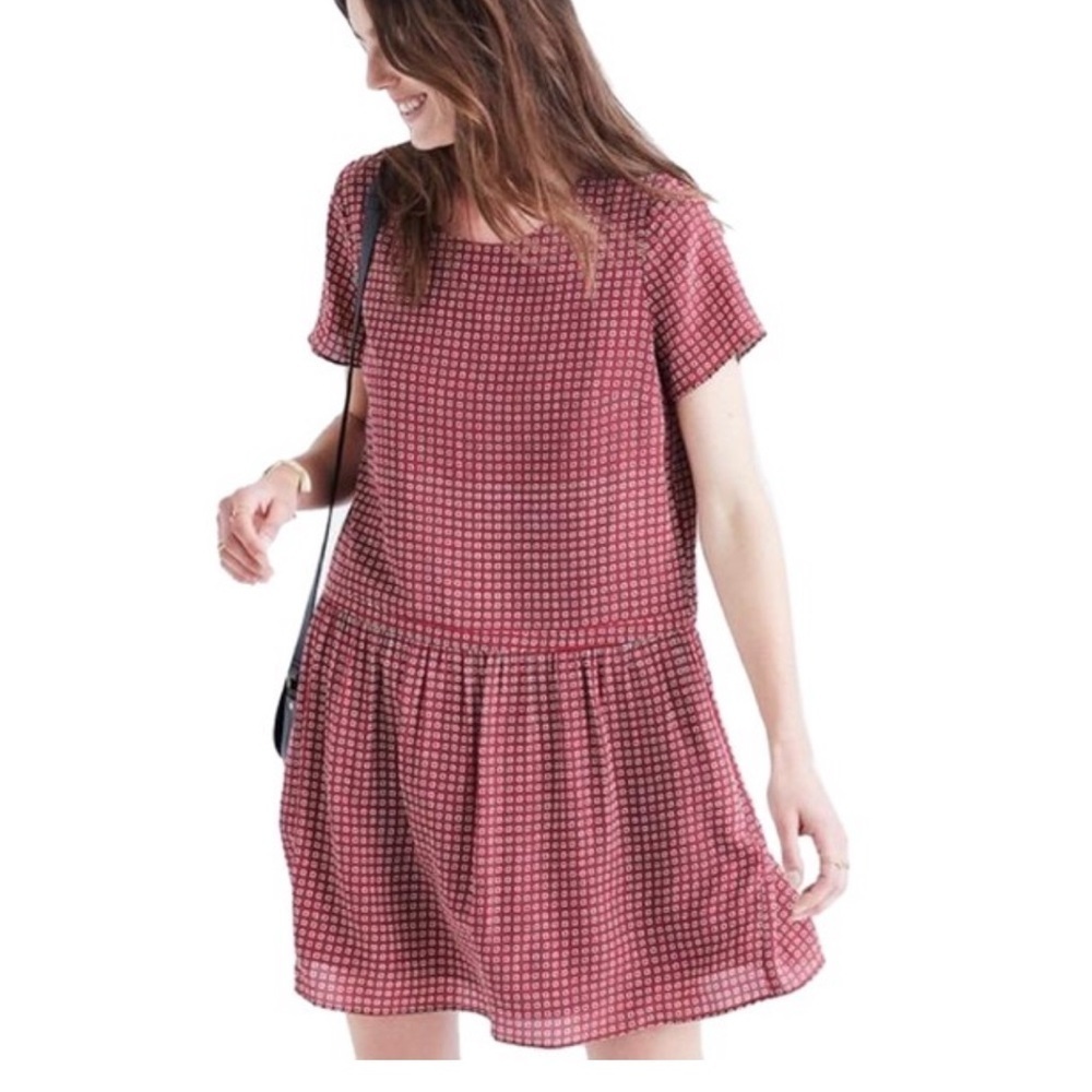 Madewell Silk Ascot Tile Print Drop Waist Dress size 2